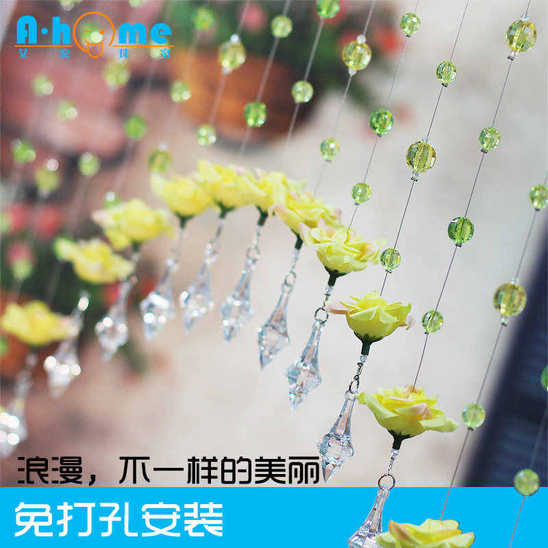 Original large beautiful rose door curtain aisle curtain restaurant partition curtain acrylic imitation crystal bead curtain without punching