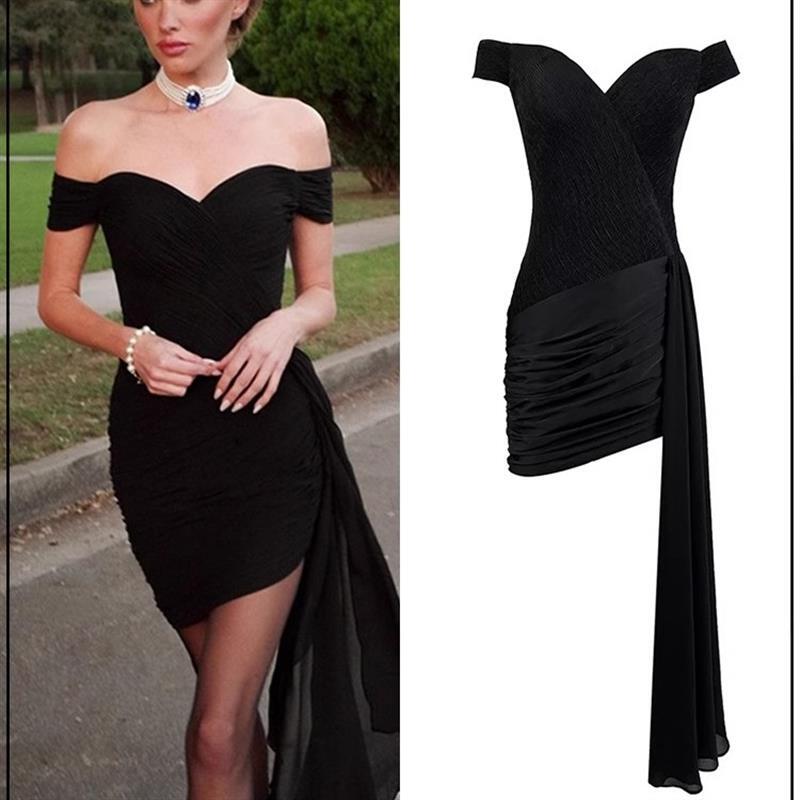 Boutique Store American Genuine Helsa Princess Diana Same Style Off-Shoulder Strapless Dress with Ribbons for Women