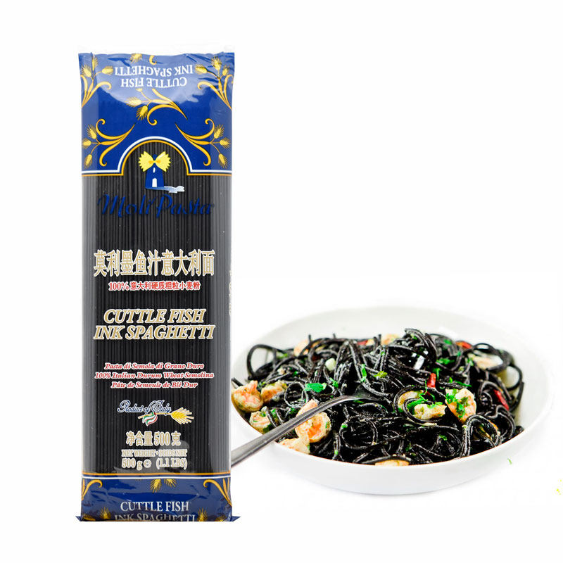 Molly Ink Fish Juice Noodle Pasta Italy Imported 500g Italian pasta pasta Pink Fish Noodle Seafood Noodle