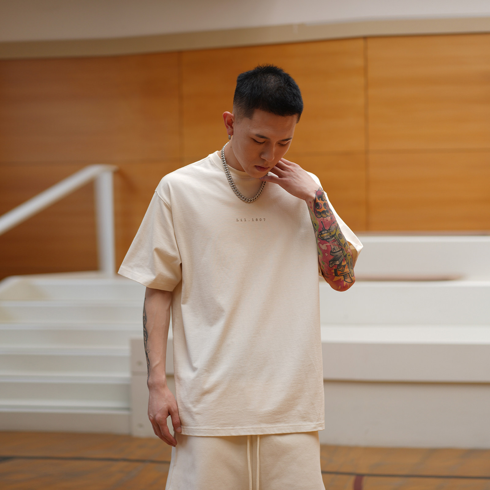 1807 Lil 1807 Series geodesy base short sleeve summer loose minimalist T-shirt male American street wind