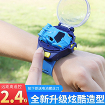 Watch remote control car toy rechargeable cartoon mini car electric light-emitting net red vibrato baby childrens gift