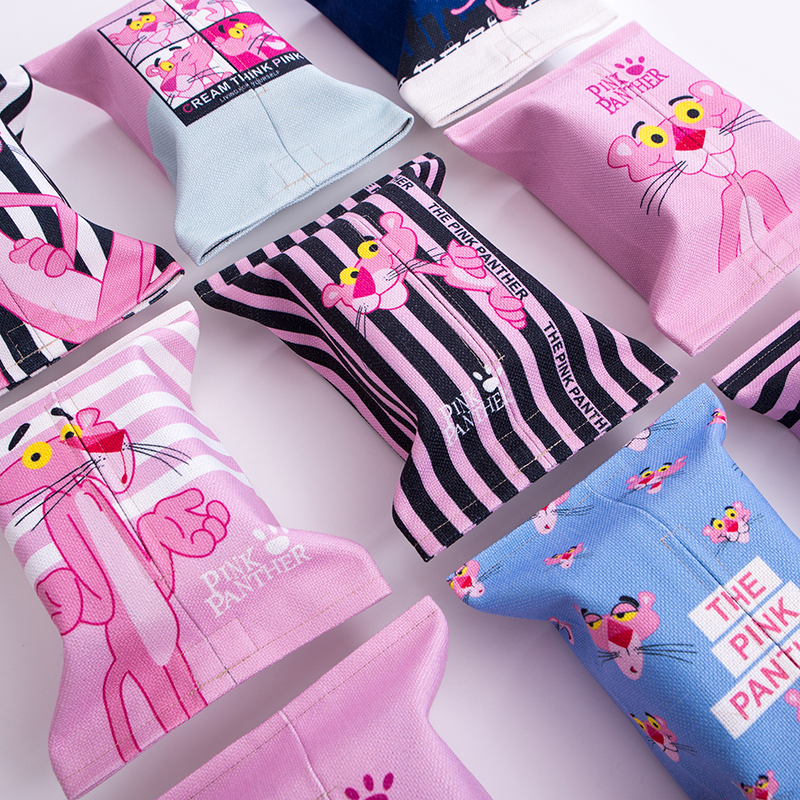 Pink Panther cartoon tissue set ins Nordic cute car paper drawer net red guest restaurant car tissue box