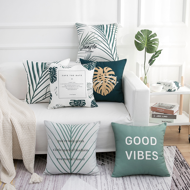 Senbo Fresh Nordic Wind Tropical Plant Sofa Cushion ins Wind Art Office Pillow Bedside Pillow Cover