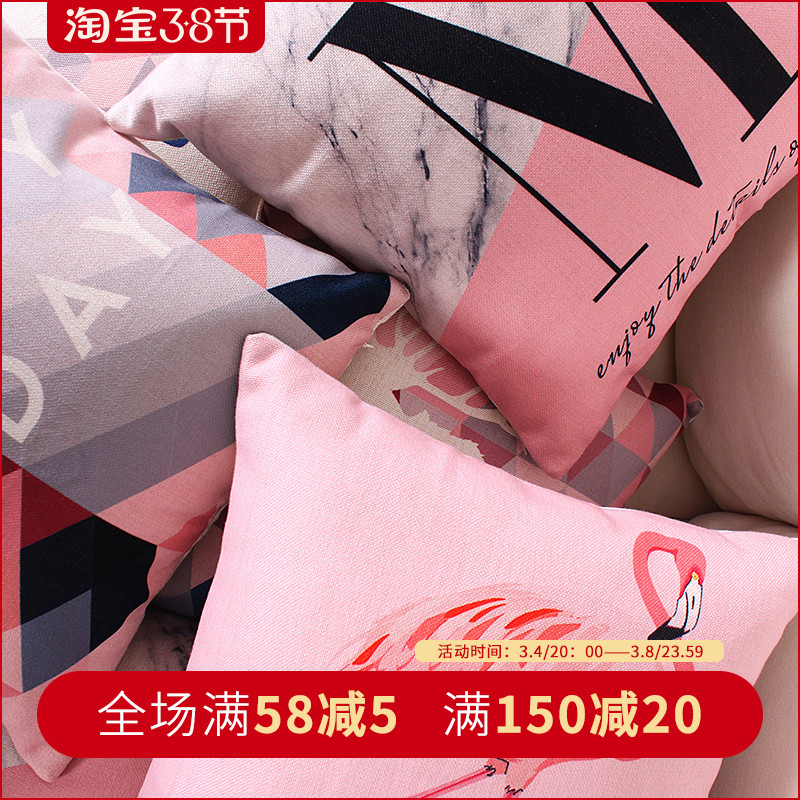 ins original minimalist fire birds sofas sofa cushions Nordic offices leaning on pillows red cotton linen modern wind cuddle