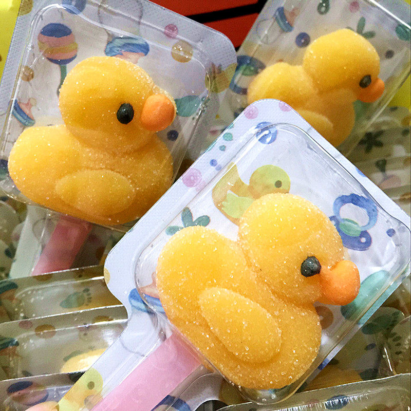 Cute Little Duck Soft Candy Little Yellow Duck Stick Candy Creative Candy 20g * 48 Whole Boxes Children Birthday Snack Gifts