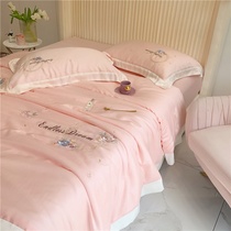 Spring and summer small fresh 80 Lenzing Tencel embroidered summer quilt Pastoral wind Summer cool quilt Silky thin quilt double