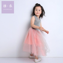 Good quality Chinese fairy child clothes original new girls retro yarn skirt puffy dress skirt birthday suit ins wind