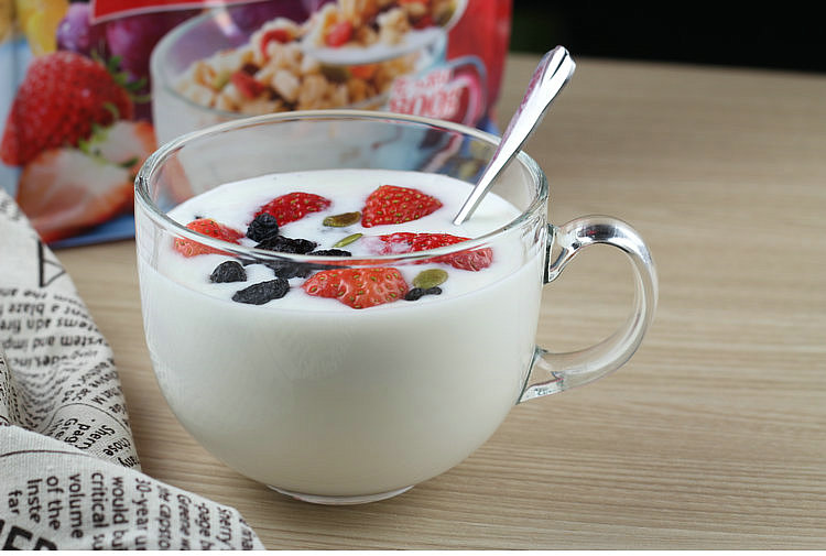 Dễ thương cốc sữa chua ngũ cốc ăn sáng với tay cầm bát thủy tinh chịu nhiệt trái cây trà sữa tráng miệng cửa hàng lò vi sóng cốc bình giữ nhiệt lock&lock 1000ml