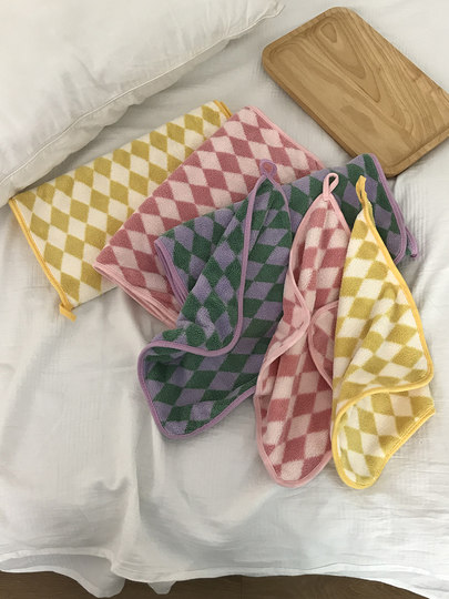 菱形格毛巾女洗脸洗澡超强吸水速干家用宿舍男女柔软舒适加厚面巾