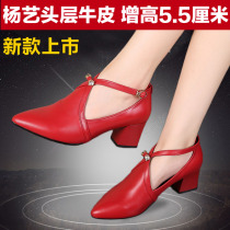 Yangyi Square Dance Shoes Red Dancing Shoes Womens Summer Professional Latin Dance Shoes High Heel Full Cow Leather Fall Dancing Shoes