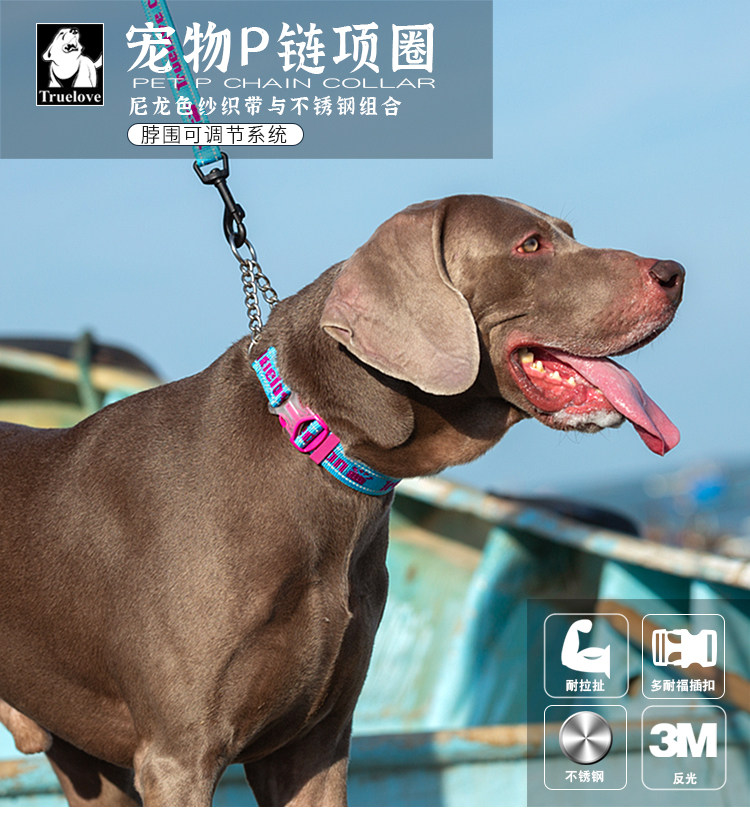 Truelove Dog Collar, Neck Collar, Pet Supplies, Training P-Shaped Rope, P-Chain, Medium and Large Dogs, Anti-Burst