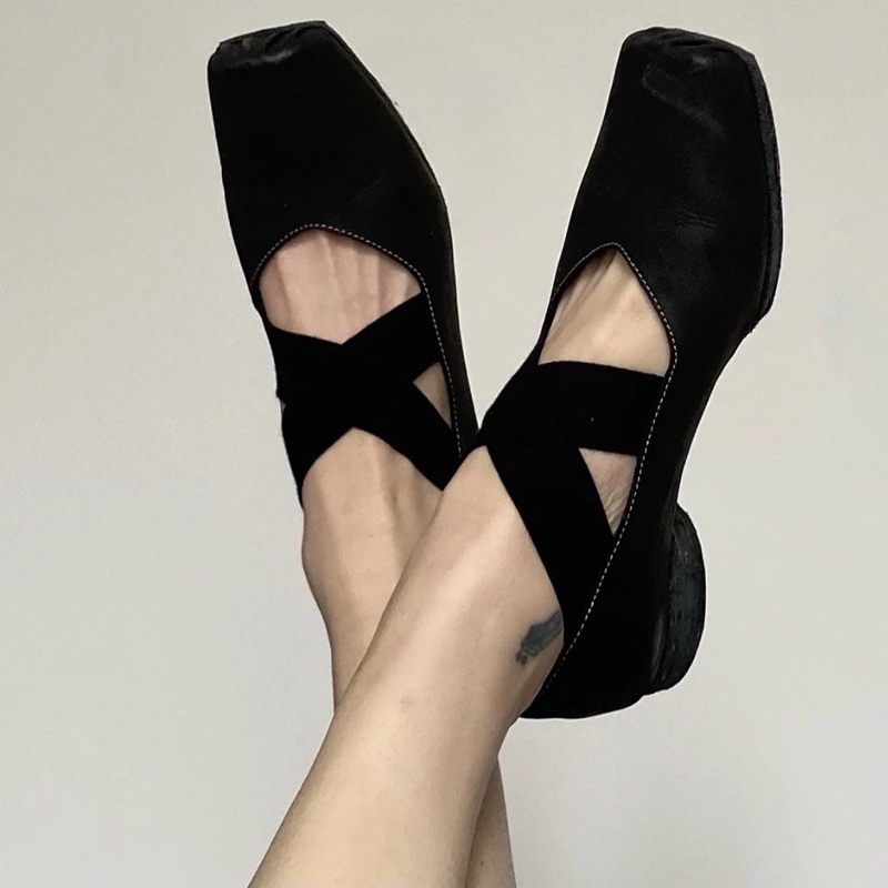 Uma Ballet Shoes Retro Wang Handmade Washed Horse Leather Lace-Up Flats Fairy Wrvg Mary Jane Shoes for Outdoor Wear