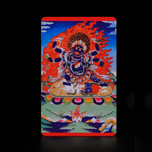 Portable Card Buddha Card Black Six-Arm Mahakala Copper Statue Copper Statue Modern Small Thangka Card