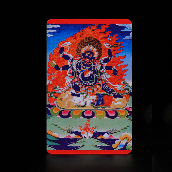 Portable Card Buddha Card Black Six-Arm Mahakala Copper Statue Copper Statue Modern Small Thangka Card