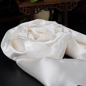 Mongolia High-Grade Embroider Eight Auspicious Symbols White Silk Hada Accessories Jewelry Long 2.5