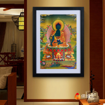 Solid Wood photo frame hanging painting Tibet gilded Zen hotel porch Tibetan decorative painting pharmacist Buddha statue Thangka mural