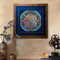 Nepal natural mineral pigment gold-plated Tibetan six-character mantra hand-painted mandala decorative painting Thangka hanging painting