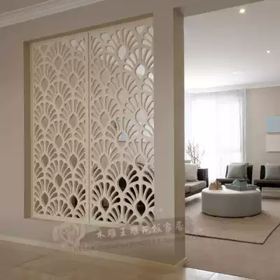 Modern fan-shaped pattern hollow partition carved board foyer entrance decoration aisle through flower board lattice screen