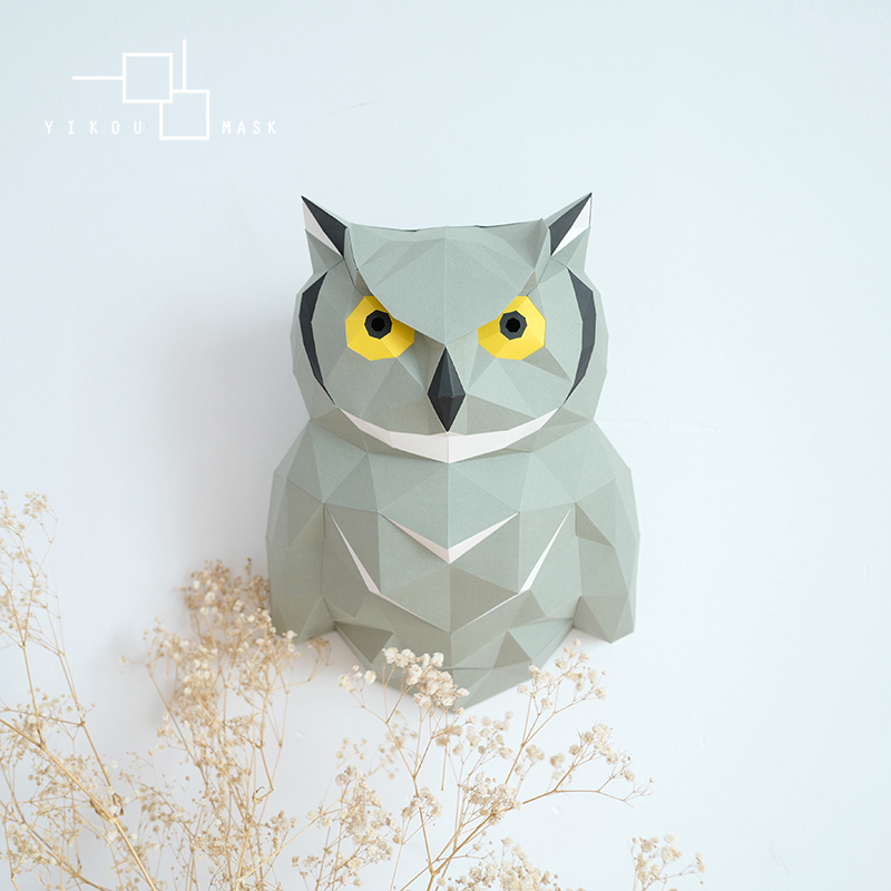 Cat Owl Retro Wall Decoration Amazing Animals Decoration Three-dimensional Pendants Chaidshire Cat Home Design Nursery Paper Model-Taobao