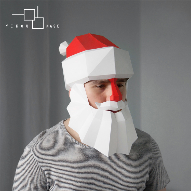Santa Mask Gift hand for creative paper die DIY Decorative Shooting Props Event Christmas Day COS Tide-Taobao