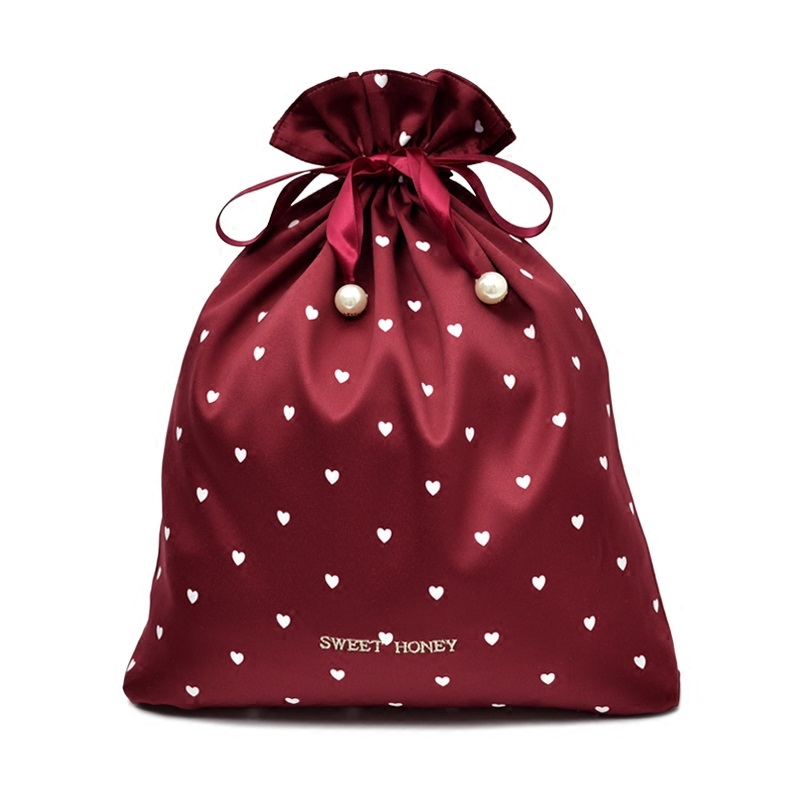 Sweet love big storage bag Clothes storage Portable travel storage drawstring bag Print embroidery bag