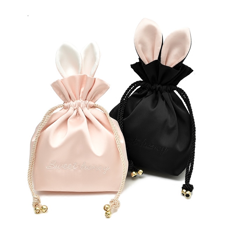 Ice Cream Cute Rabbit Styling Draw Rope Bag Mini Bag Makeup Bag English Letter Embroidery Debris Cashier Bag-Taobao
