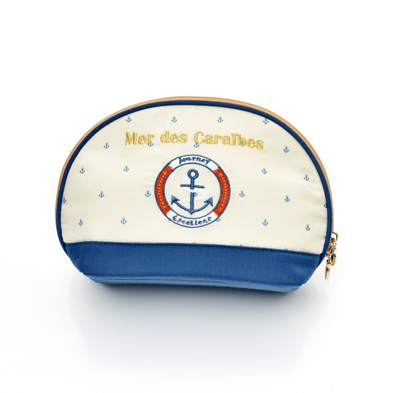 Sea Anchor Embroidery Semicircle Cosmetic Bag Hands With Makeup Bag-Taobao