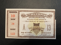 A0016 1932 EQUESTRIAN TICKETS for the Summer Olympics in Los Angeles USA