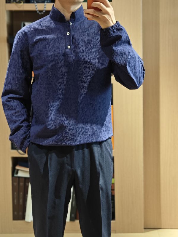 Seersucker Jacket Italian Imported Canclini Seersucker Pullover Jacket Ultra-Light Seersucker Top