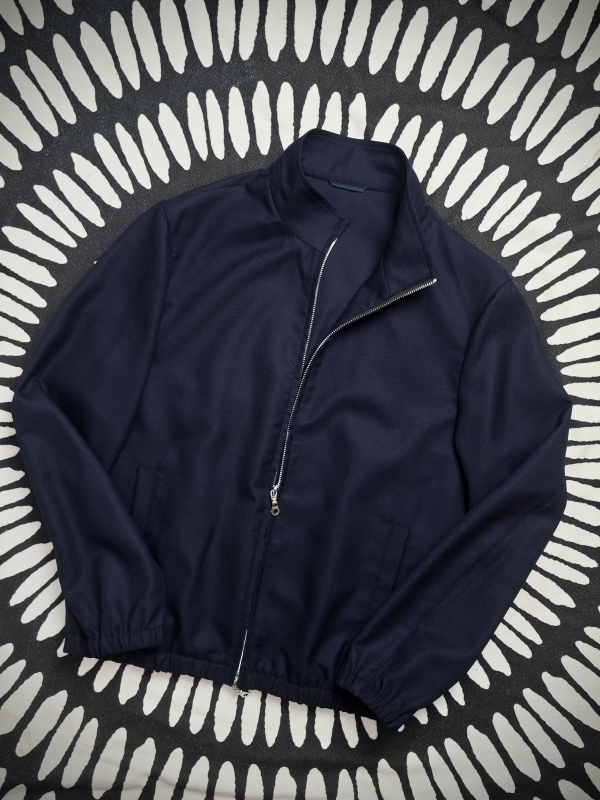 Summer Bomber Jacket Italian Imported Vbc All-Wool Jacket Navy Blue Bomber Commuter Jacket