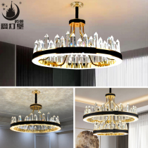  Aidengbao light luxury crystal chandelier Living room modern simple iceberg net red black leather personality bedroom restaurant smart light