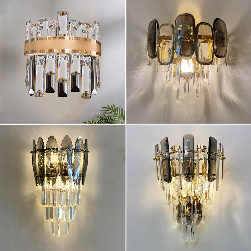 Postmodern light and luxurious crystal wall lamp Living room Background wall walkway Lamp minimalist bedroom Headlights Creative wall light