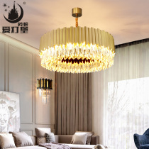  Postmodern light luxury crystal chandelier Living room Dining Room Bedroom Round black Hong Kong-style villa designer engineering lamps
