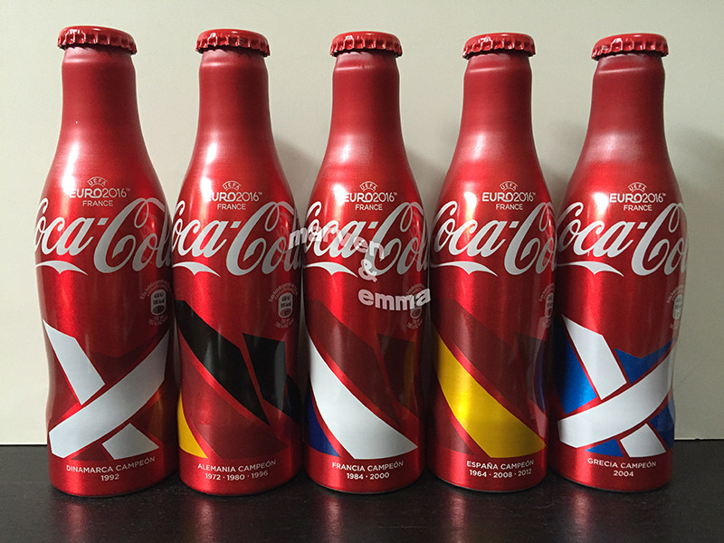 Coca-Cola Spain 2016 European Cup Theme Commemorative Aluminum Bottle Collection (Small Defect Special)