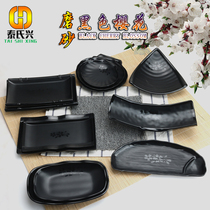 Cherry Blossom black KTV snack snack dish sushi plate Japanese melamine imitation porcelain dish creative hot pot tableware