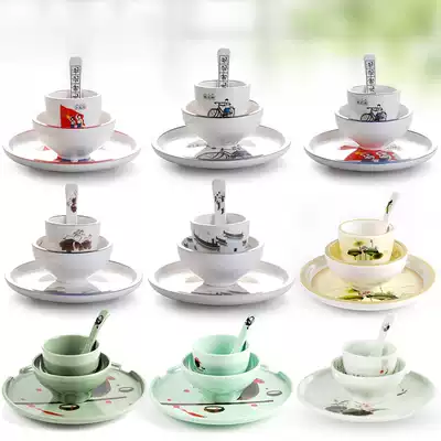 Melamine tableware Dining room hotel A5 set table four-piece hot pot shop bowl spoon bone dish Chinese hotel creative 10 sets