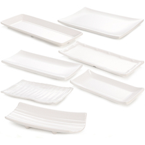 Upscale A5 white melamine imitation porcelain strip disc Japanese style sushi meat sheet sashimi Rectangular Little Dish Hot Pot Cutlery