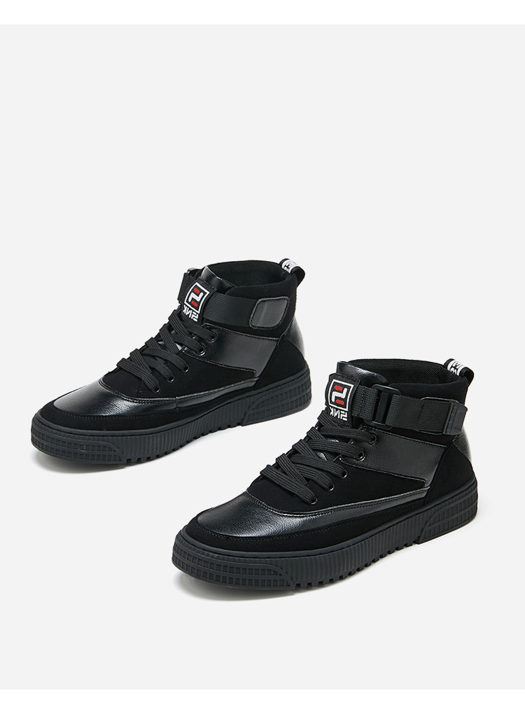Giày Tây nam 2018 mới mùa đông đầu tiên lớp da velcro tròn đầu màu hit giày cao nam triều D0085286 bộ sưu tập giày cao cổ nam