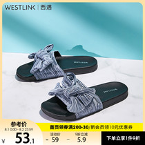 West encounter slippers 2020 new outer wear womens summer casual net red bow cute Korean version word drag D0793203