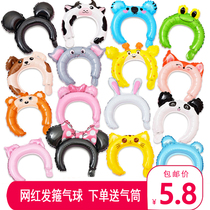 Cartoon Cute Balloon Hair Hoop Rabbit Ears Children Toys Nets Red Hair Card Birthday Party Micro-Merchants Push Small Gifts