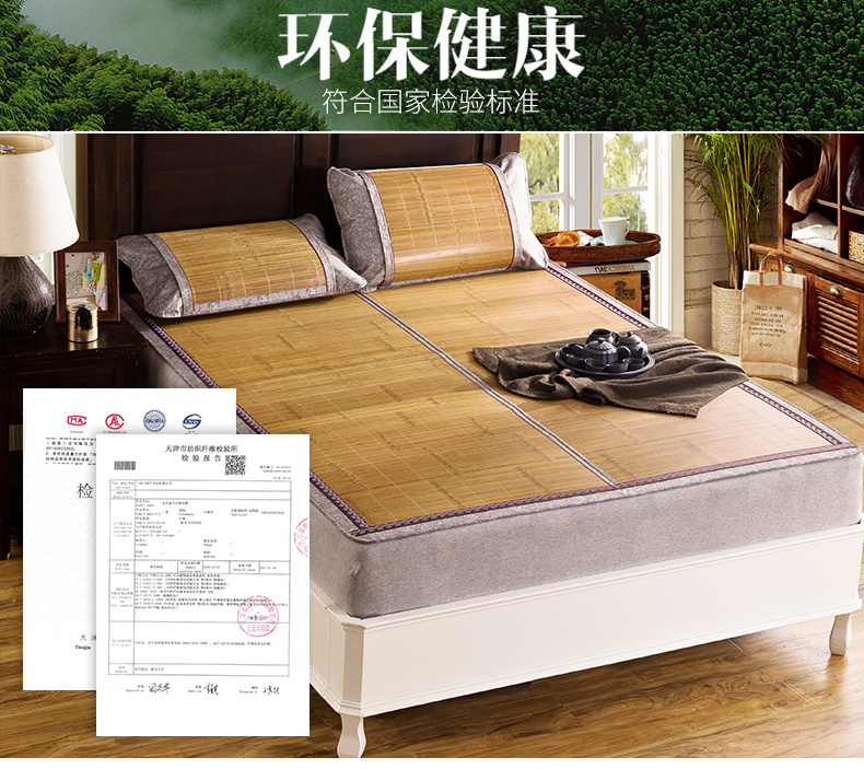 Cừu nhỏ kiểu Thái vàng đen có thể gập lại hai mặt bằng tre hai mặt sử dụng thảm trải sàn 1,5m / 1,8 m giường điều hòa không khí - Thảm mùa hè chiếu trúc đơn
