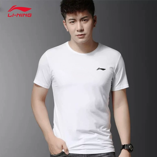 Li Ning, шелковая быстросохнущая модная трендовая футболка, дышащий спортивный костюм для спортзала, короткий рукав, коллекция 2021, для бега