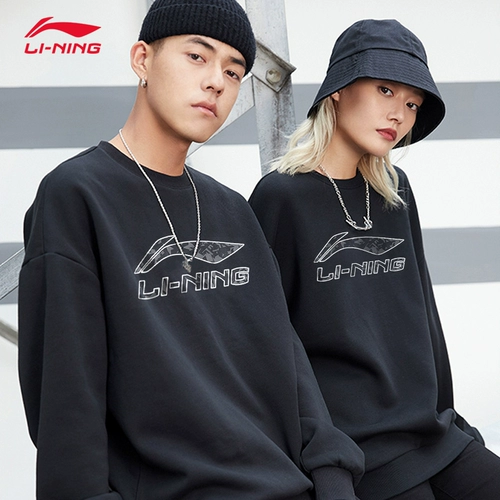 Li Ning, спортивный модный комплект подходит для мужчин и женщин, свитшот для отдыха для влюбленных, официальный продукт, круглый воротник