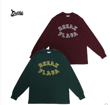 SOULSTYLE original BREAK FLAVA hip-hop hip-hop rap cotton small neckline loose long-sleeved T-shirt