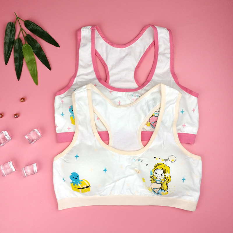 Student I-shaped back bra development period student vest-style underwear with mold cup anti-bump bra without steel ring girls