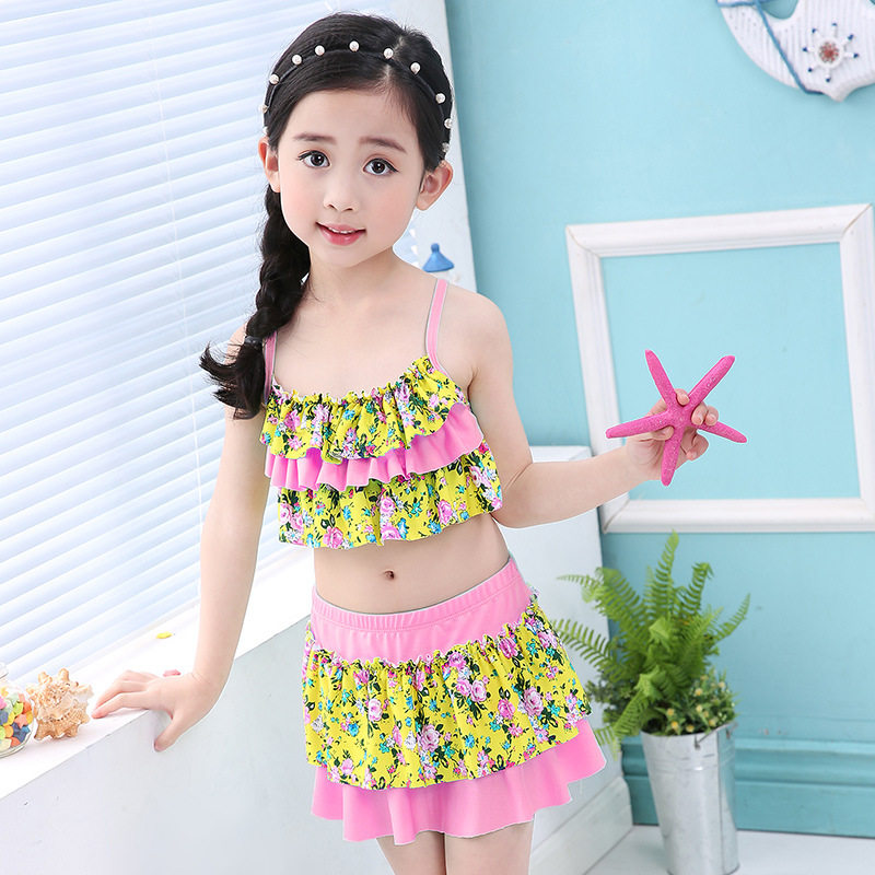 Children's swimsuit female split in the big boy princess skirt baby swimsuit set primary school student Korean version of the girls' swimsuit