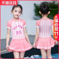 Childrens swimsuit middle child Korean cute princess baby bikini girl one-piece dress fairy sunscreen swimsuit