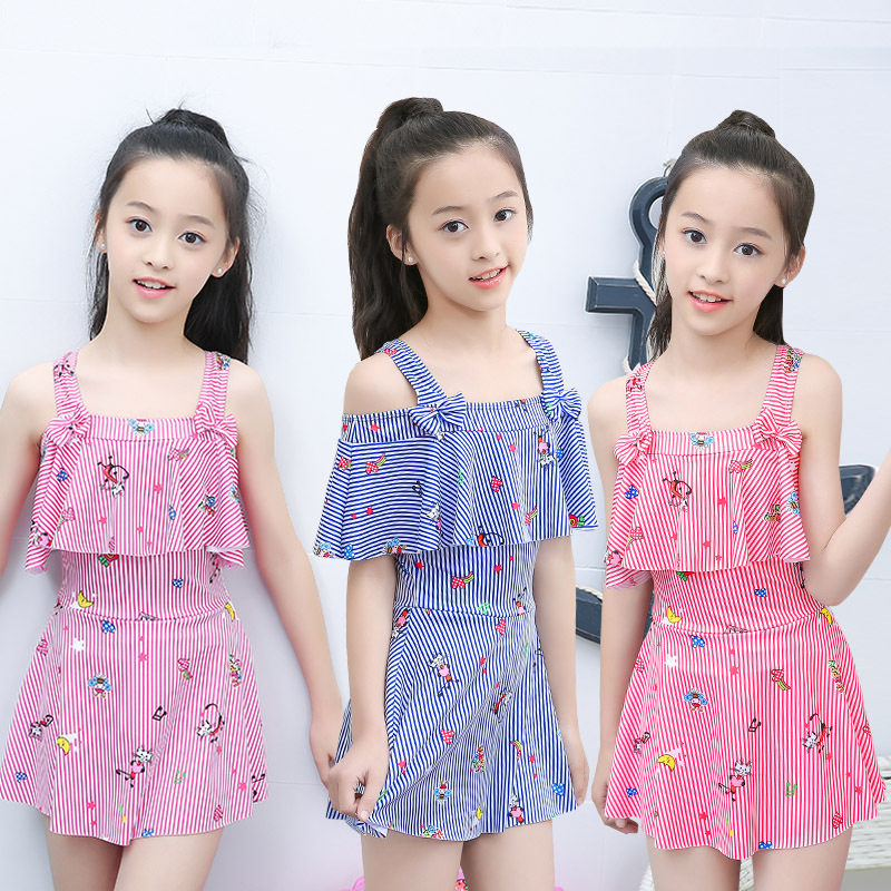 2020 New Children's Swimsuit One-Piece Girls Swimsuit Boxer Cute Princess Swimsuit Conservative Bikini