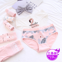 Womens underwear medium high waist cotton antibacterial pants head lift breifs girl inner Flamingo breathable bottoms