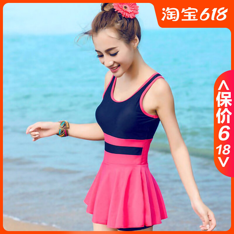 Swimsuit women's conservative display slim size covered belly Korean version ins wind even body skirt style student swimsuit spa swimsuit